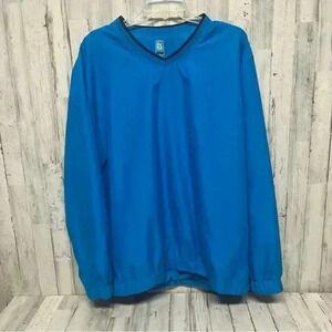 PGA Tour Mens Golf Windbreaker Pullover Jacket Turquoise Mesh V Neck Large